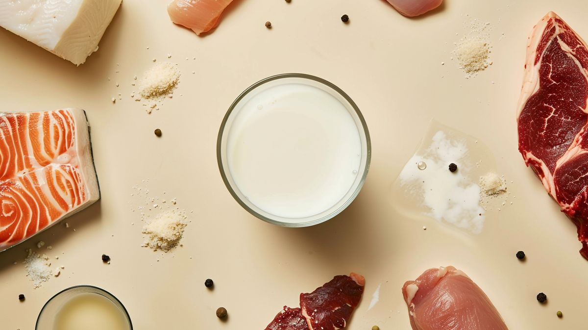 Carnivore Diät Milch in einem Glas auf rustikalem Holztisch