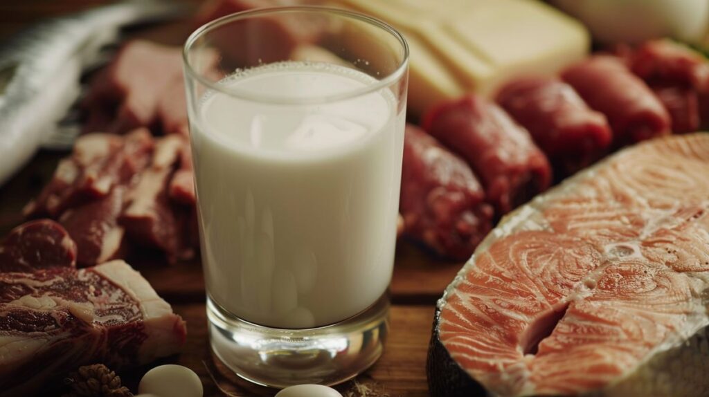 Carnivore Diät Milch in einem Glas auf rustikalem Holztisch